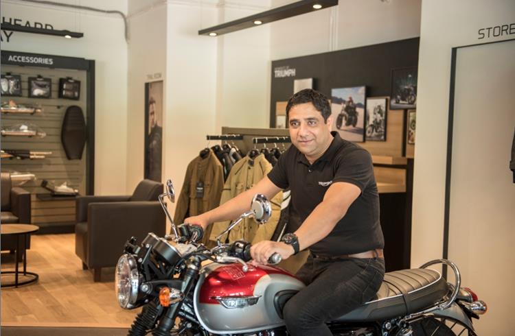 Vimal Sumbly, managing director, Triumph Motorcycles India at the new showroom in Mangalore.