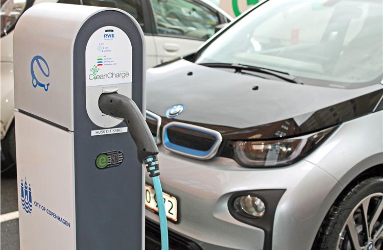 BMW i3 getting charged at Copenhagen.