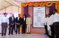 Unveiling of the plaque during the foundation stone laying ceremony.