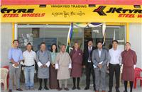 Officials from JK Tyre and Yangkyed Trading at the newly launched JK Steels Wheels showroom.