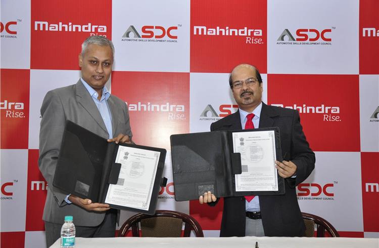 L-R: Sanjoy Gupta, VP (Customer Care), Automotive Sector, M&M, and Sunil Chaturvedi, CEO, ASDC after signing the MoU for the skill development program for the automotive sector.
