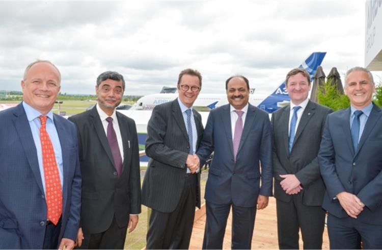 L-R: Xavier Hay, president, Airbus Helicopters Division India; SP Shukla, group president, Aerospace & Defence, M&M; Fabrice Cagnat, director - Make in India, Airbus Helicopters; Arvind Mehra, ED & CE