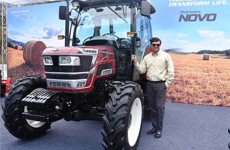 Rajesh Jejurikar, president – Farm Equipment Sector, Mahindra & Mahindra at the launch of the Mahindra Novo 65 and 75 HP tractors in Mumbai.