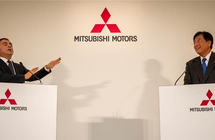 Nissan chairman and CEO Carlos Ghosn and Osamu Masuko, president and chief executive officer of Mitsubishi Motors Corporation.