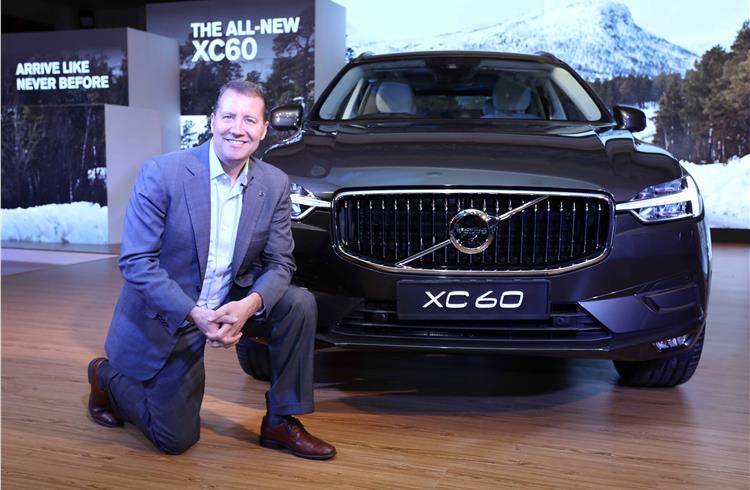Charles Frump, MD, Volvo Auto India, at the launch of the new XC60 in New Delhi today.