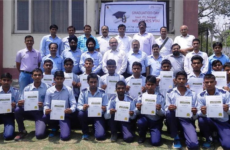 Graduation ceremony of students of the Hyundai-ITI programme 2016 batch. These students are now become H- Step 1 certified technicians.
