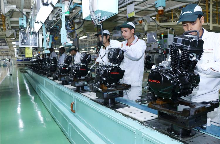 Engine assembly line at the Tapukara plant in Rajasthan, which has a manufacturing capacity of 1.8 million units