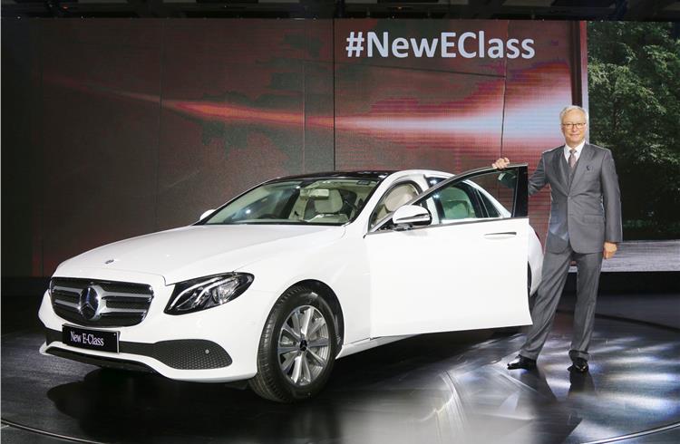 Roland Folger, MD and CEO, Mercedes-Benz India with the long-wheelbase E-Class sedan, the company's best-seller in India this year.