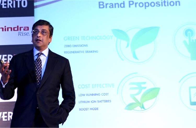 Arvind Mathew at the launch of the e-Verito sedan on June 2.