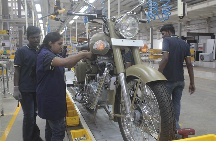 Royal Enfield’s Oragadam plant is busy churning out the Classic 350 to keep pace with demand.