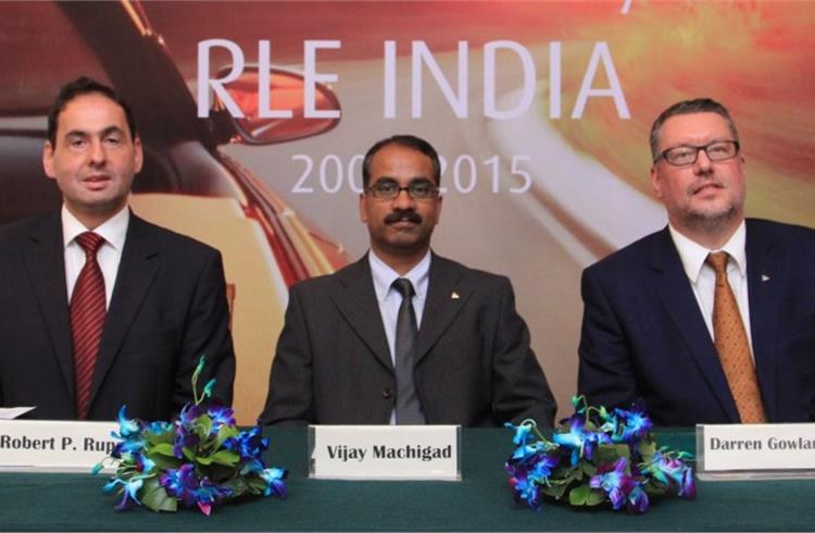 L-R: Robert Rupa, MD & COO, RLE International; Vijay Machigad, MD, RLE India and Darren Gowland, Group vice-president, International Operations, RLE International.