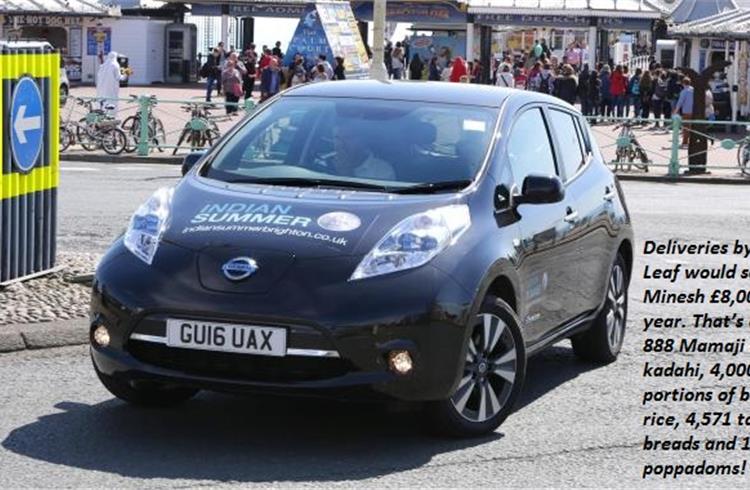 Indian hotelier in the UK uses Nissan Leaf for green takeaways