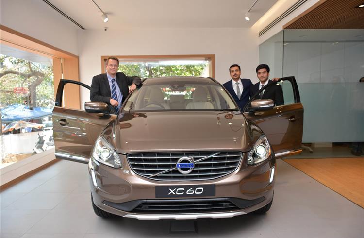 Tomas Ernberg, MD, Volvo Auto India, with Vimal and Kushal Khandwala at the opening of KIFS Motors in Andheri, Mumbai.