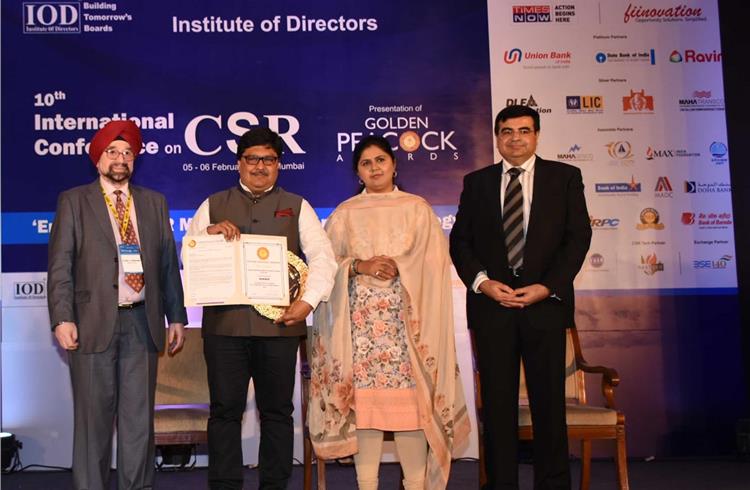 Toyota Kirloskar Motor wins Golden Peacock Award 2015 for excellence in CSR