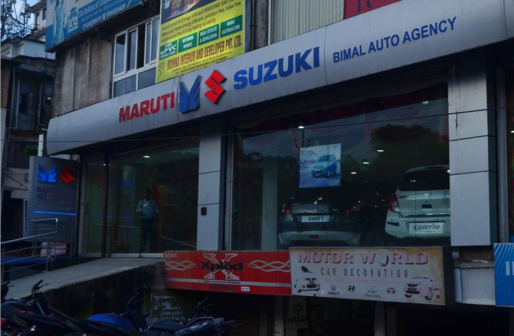 A Maruti Suzuki dealership in Guwahati.