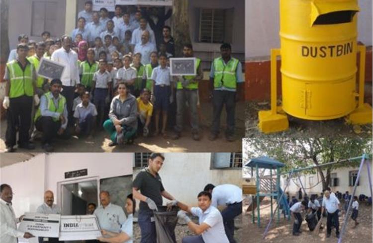 GM India Talegaon employees organized a Cleanliness Drive at Primary School Navlakh Umbre.