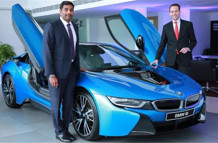 Frank Schloeder, (Act.) president, BMW Group India (right), and EVM Autokraft’s Sabu Johny.