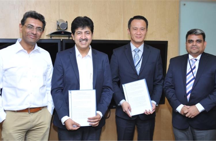 L-R: Ajay Parikh, business head, Wipro3D; Pratik Kumar, CEO, Wipro Infrastructure Engineering; Terrence Oh, VP – Asia-Pacific, EOS and Anand Prakasam, country head, EOS India with the signed MoU.