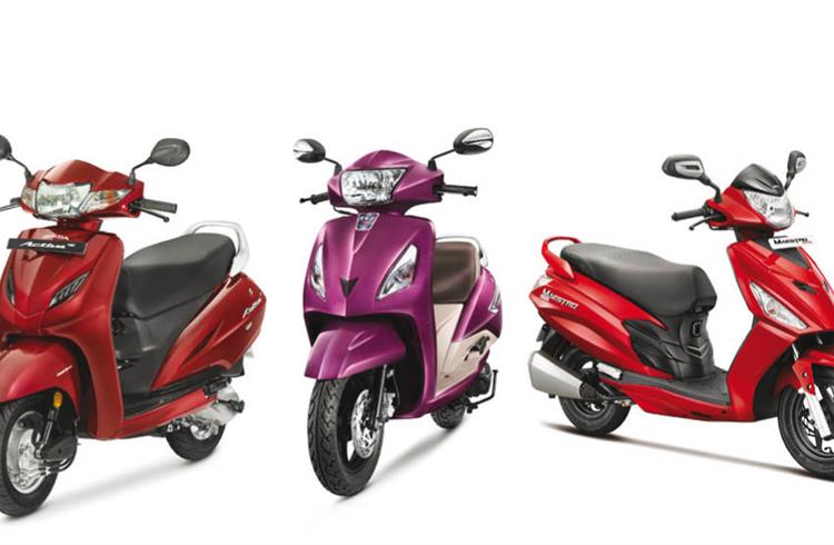 Three's company: The Honda Activa, TVS Jupiter and Hero Maestro have been taking the top three spots for some time now.