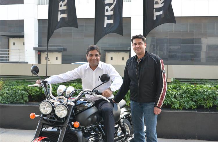 Vimal Sumbly, MD, Triumph Motorcycles India, with Sachit Passi, dealer principal, Triumph Chandigarh
