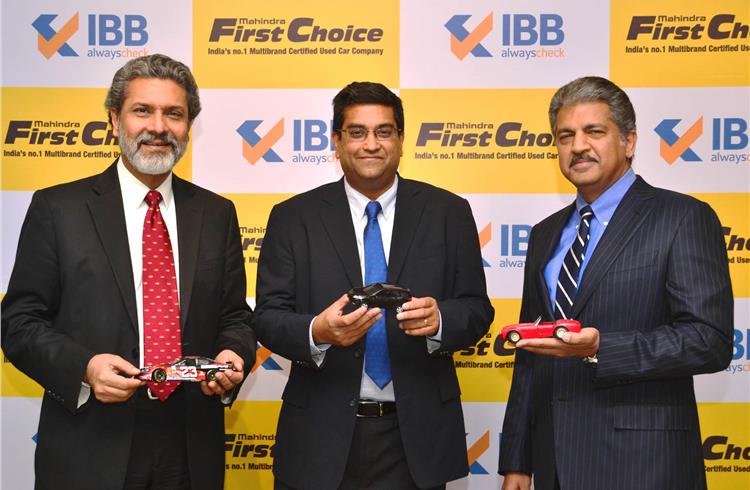L-R: Rajeev Dubey, president (Group HR, Corp Services & Aftermarket), Dr Nagendra Palle, CEO & MD, MFCWL and Anand Mahindra, chairman & MD, Mahindra & Mahindra, at the announcement.