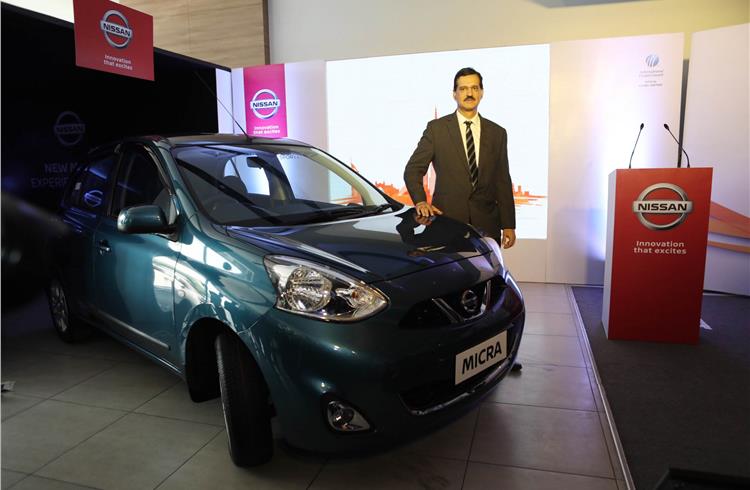 Arun Malhotra, managing director, Nissan Motor India, with the facelifted Micra.