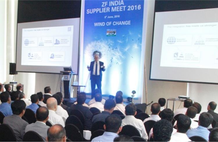ZF India Supplier day 2016: Horst Wiedmann, Head of Strategic Materials Management & Central Services ZF Group, lays out ZF’s sourcing strategy for India on aiming for 100 million euros worth export b