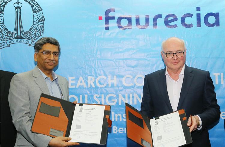 L-R: Professor Anurag Kumar, director, Indian Institute of Science, Bangalore, and Patrick Koller, CEO, Faurecia.