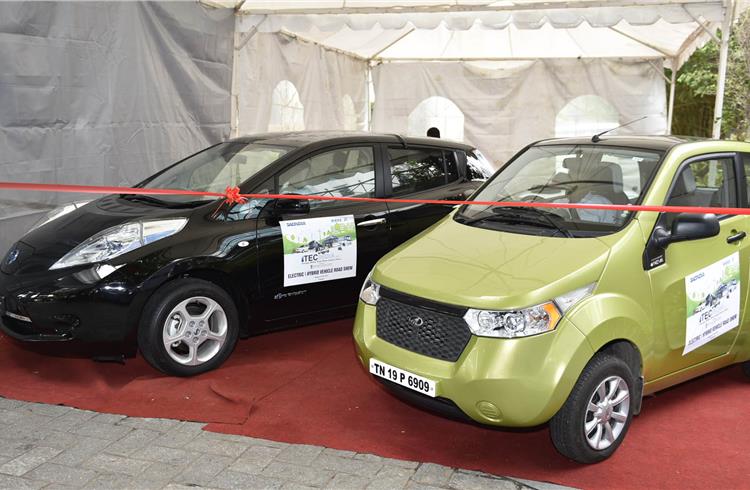 Vehicles of electromobility – the green and clean Nissan Leaf and the Mahindra e2o.