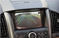 Reverse camera is new to the XUV500. Guide lines are a useful feature.