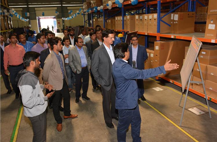 Arun Malhotra, MD, Nissan Motor India, takes a round of the new Nissan West Region Parts Distribution Centre at Chakan, Pune.