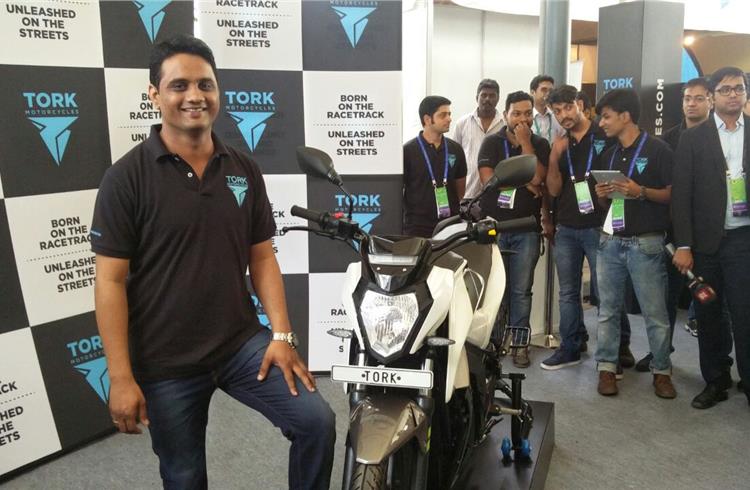 Kapil Shelke, founder and director of Tork Motors, at the T6X reveal.