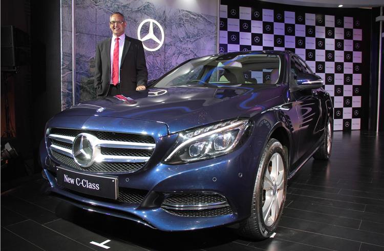 Eberhard Kern, MD and CEO of Mercedes-Benz India, with the new C-class.
