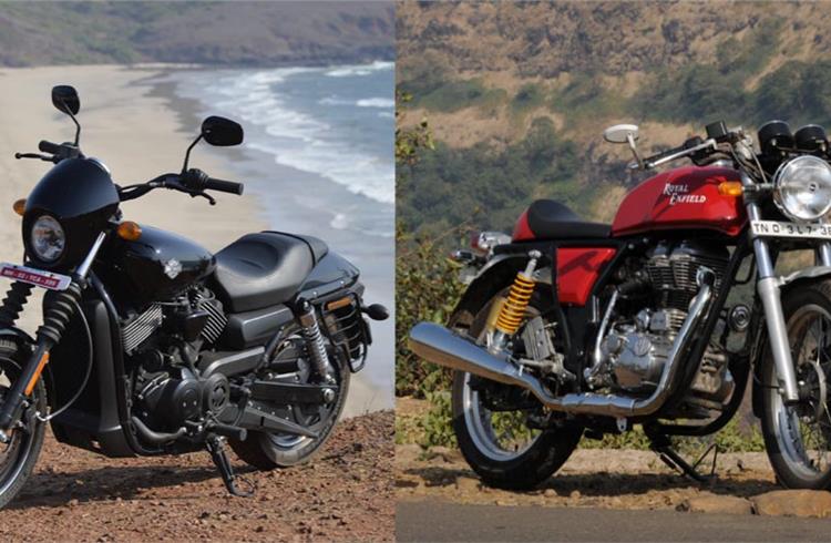 While the Harley-Davidson Street 750 sold 524 units in Q1, FY16, the Royal Enfield Continental GT sold 434 units.