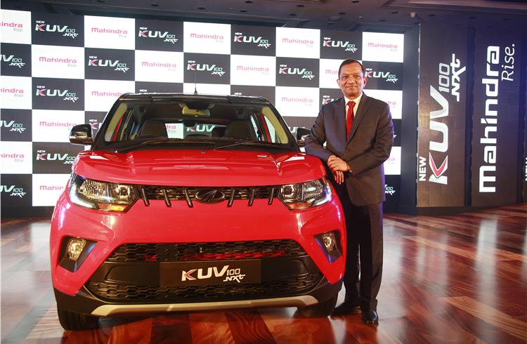 Dr Pawan Goenka at the launch of the facelifted KUV100 NXT in Mumbai today.