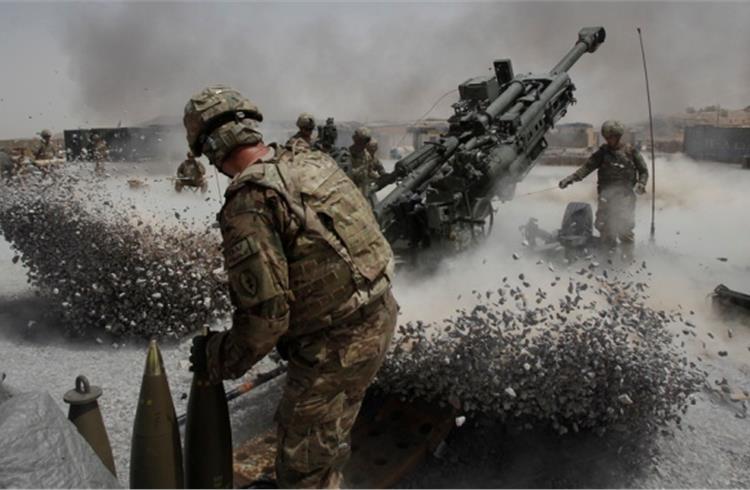 The 155mm artillery munition is typically fired from BAE Systems' M777 howitzer.