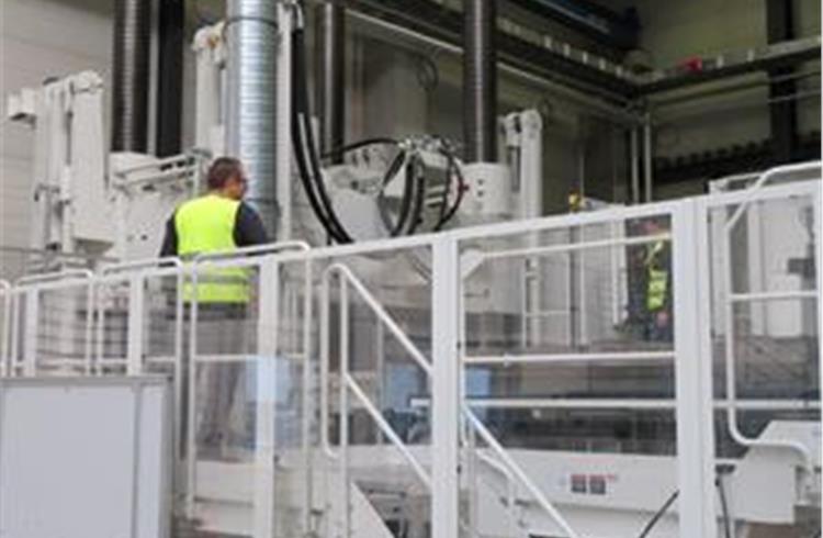 Magna's new Composites Center of Excellence in Esslingen, Germany, features a new Engel 2,300-metric-ton press.