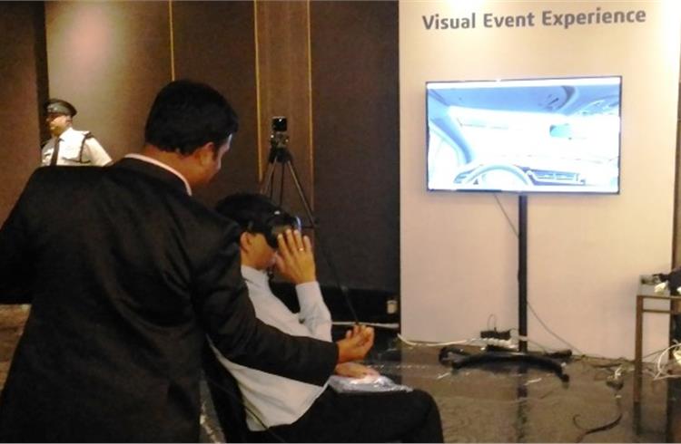 A participant gets a first-hand experience of Dassault Systemes' virtual reality software in Mumbai.