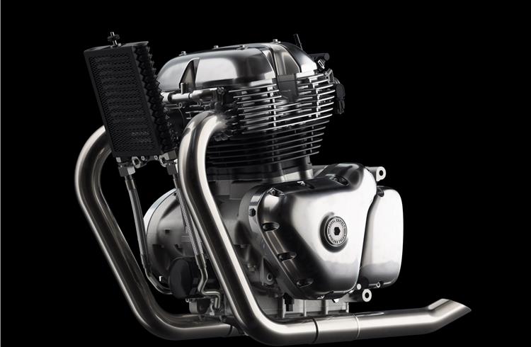 Left-hand-side view of the new 648cc, air-cooled parallel twin engine.