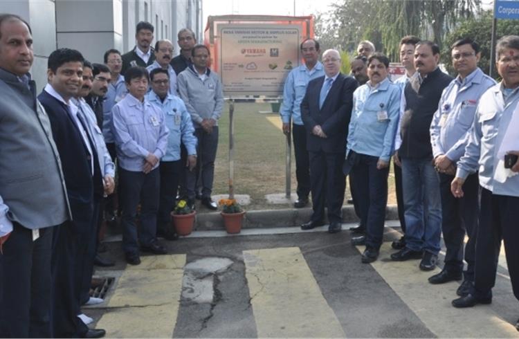 Inauguration of the Solar Power Project at Yamaha's Surajpur Plant in January 2016.
