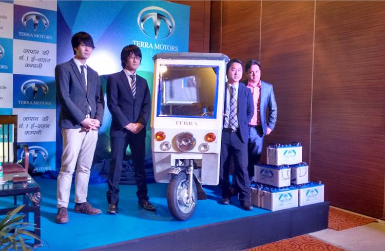 L-R: Kohei Oishi, director, North India; Masanori Takahashi, director, production; Teppei Seki, MD, and Mayank Bhardwaj, assistant manager, Terra Motors India.