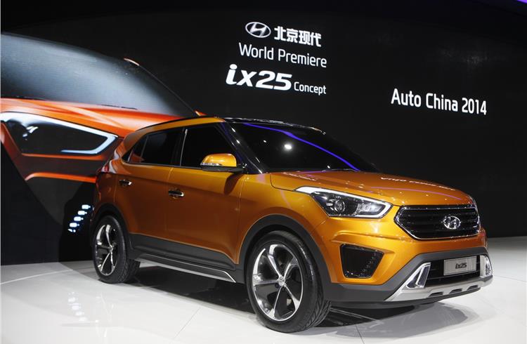 The Creta is built on the ix25 platform. The ix25 is Hyundai’s small-sized, China-exclusive SUV which was first showcased as a concept at the Beijing motor show in April 2014.
