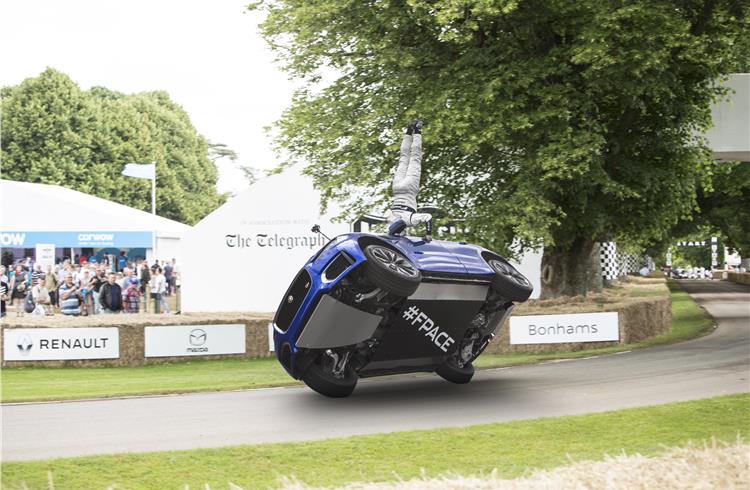 Jaguar F-Pace makes dramatic two-wheeled debut at Goodwood Festival of Speed