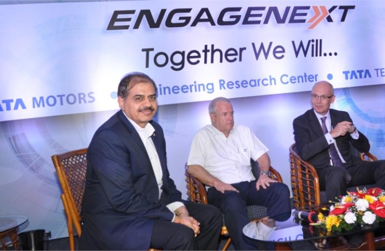 (L-R): Gajendra Chandel, Chief Human Resources Officer, Tata Motors, Dr Tim Leverton, President and Head (Advanced & Product Engineering), Tata Motors and Warren Harris, CEO and MD, Tata Technologies 