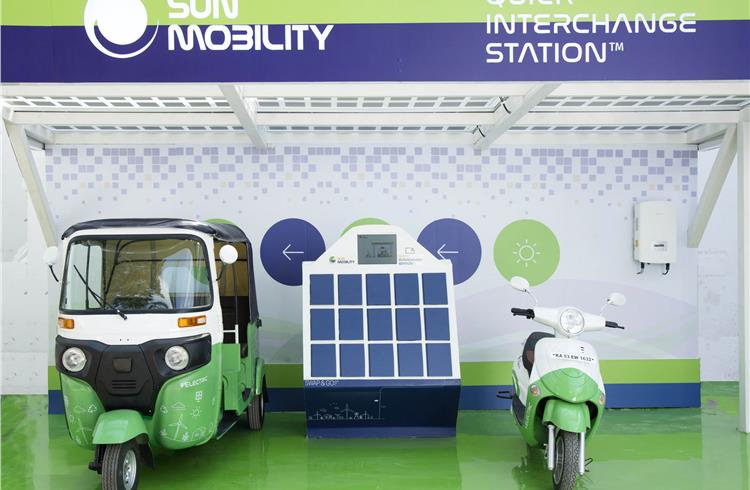 The Sun Mobility battery swapping station in Bangalore (SunMobility/Twitter)