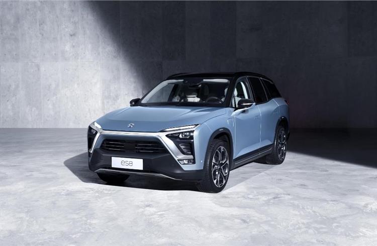 ES8, NIO's first electric all-aluminum vehicle, which the company intends to position in the Chinese electric vehicle mass market.