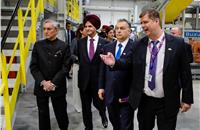 The prime minister of Hungary, Viktor Orban on a tour of the facility which sees an investment of Rs 3,600 crore.