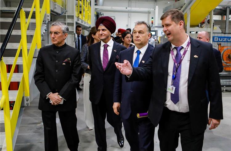 The prime minister of Hungary, Viktor Orban on a tour of the facility which sees an investment of Rs 3,600 crore.