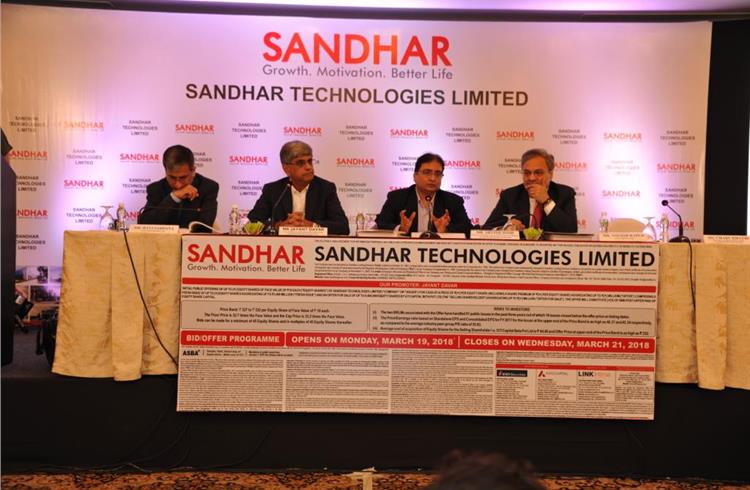 Sandhar Technologies announced its IPO on March 12 in Mumbai.