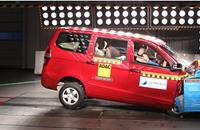 Chevrolet Enjoy, which is sold without airbags in its basic version, recorded zero stars for adult occupant protection and 2 stars for rear seat child occupant protection.